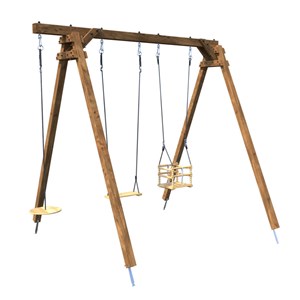 Portique en bois carré 3 agrès avec bala