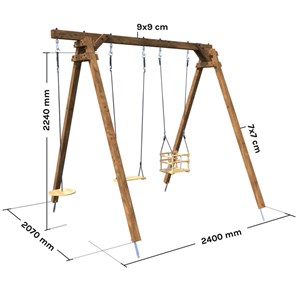 Portique en bois carré 3 agrès avec bala