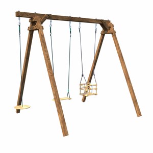 Portique en bois carré 3 agrès avec bala