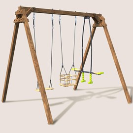 Portique en bois carré 3 agrès avec bala