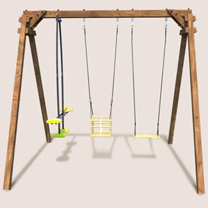 Portique en bois carré 3 agrès avec bala