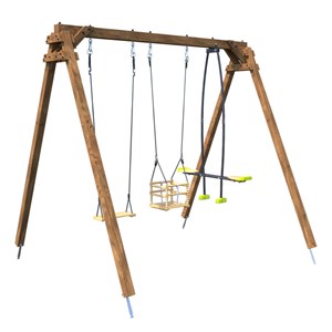 Portique en bois carré 3 agrès avec bala