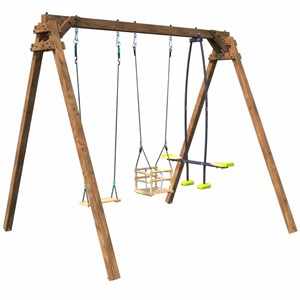 Portique en bois carré 3 agrès avec bala