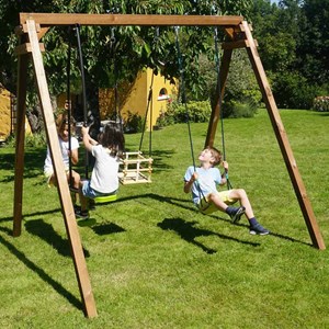 Portique en bois carré 3 agrès avec bala