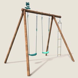 Portique en bois rond 3 agrès avec échel