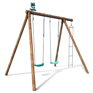 Portique en bois rond 3 agrès avec échel