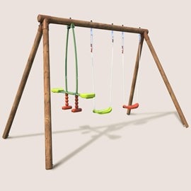 Portique en bois rond 3 agrès avec face