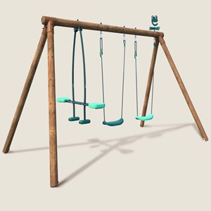 Portique en bois rond 3 agrès avec face