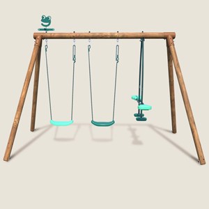 Portique en bois rond 3 agrès avec face