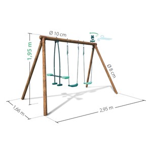Portique en bois rond 3 agrès avec face