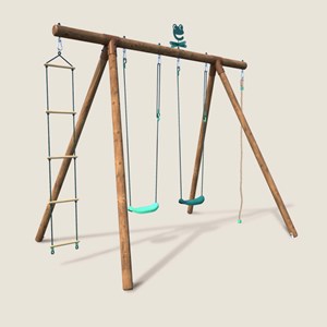 Portique en bois rond 4 agrès avec corde