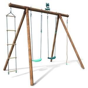 Portique en bois rond 4 agrès avec corde