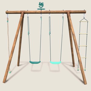 Portique en bois rond 4 agrès avec corde