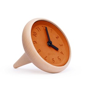 Toupie - horloge table bois béton-noires