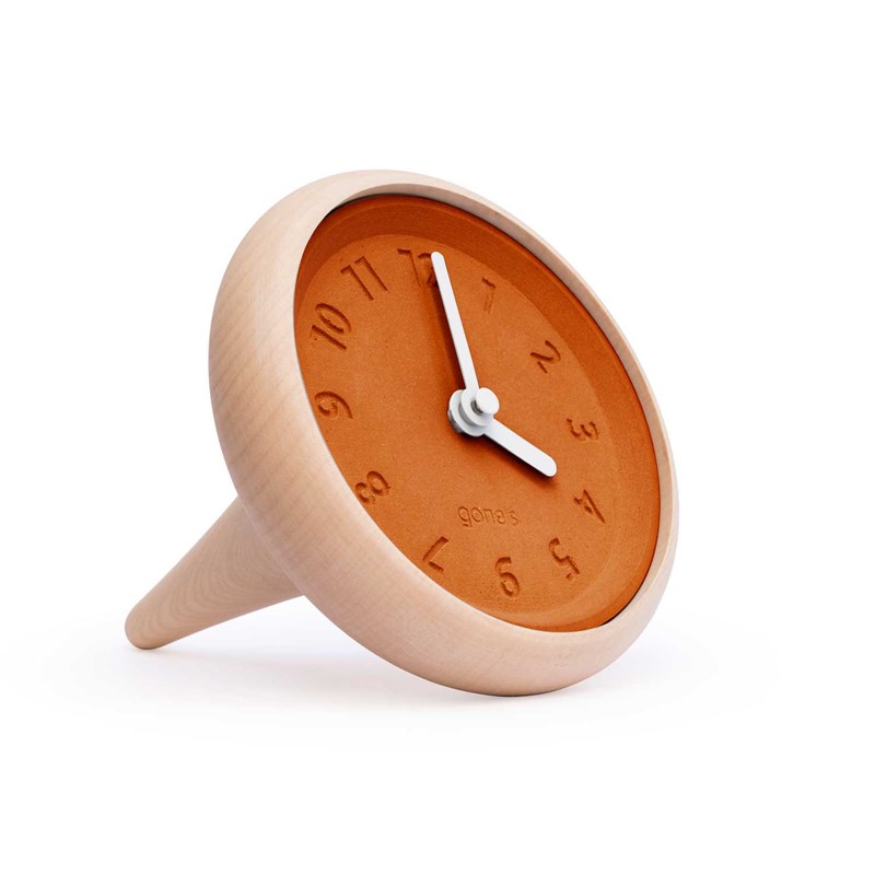 Gone's - Toupie - horloge table bois béton-blanc