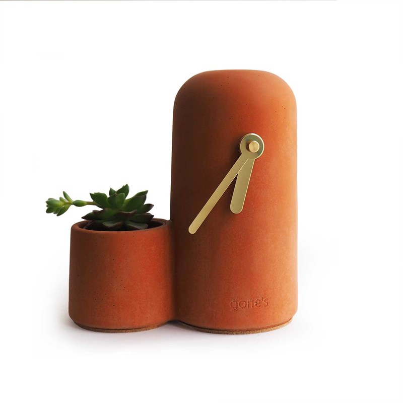 Gone's - Silo - horloge béton terracotta - dorées
