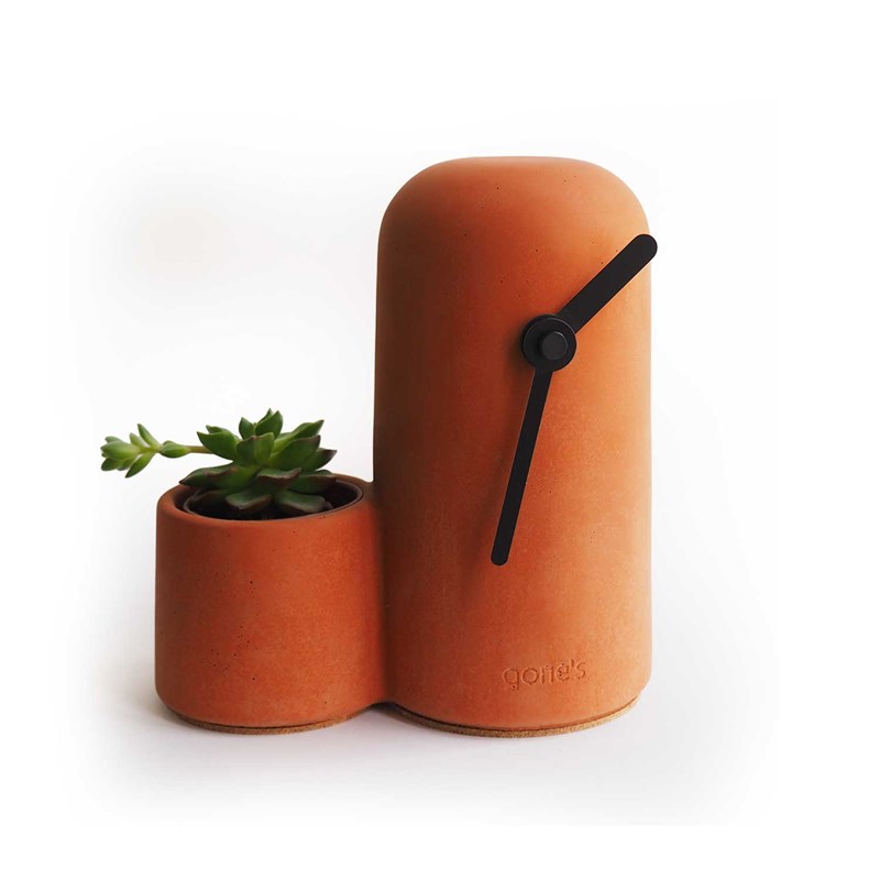 Gone's - Silo - horloge béton terracotta - noires