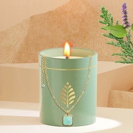 Bougie bijou cadeau collier pierre verte