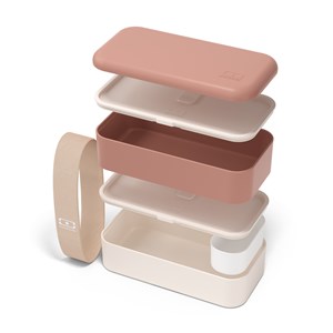 Lunch box rectangle 2x500ml rose moka