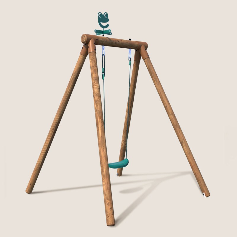 Portique simple une place en bois rond h