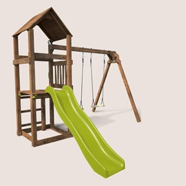 Aire de jeux bois avec toboggan noumea