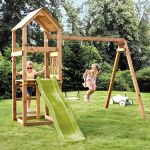 Aire de jeux bois avec toboggan noumea