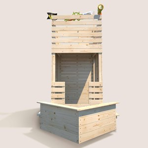 Cabane en bois avec bac à sable