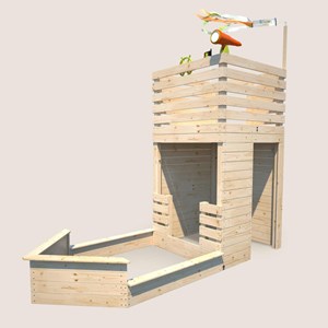 Cabane en bois avec bac à sable