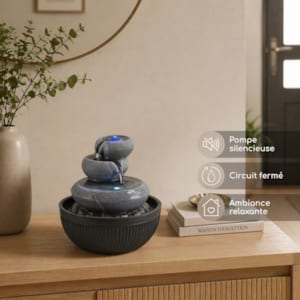 Fontaine D'intérieur Zen Avec Boule Cristal Et Roue Feng Shui – Dimensions 30x20x36 Cm, Résine, Pompe Intégrée – Décoration Bureau, Salon, Méditation