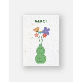 Carte à planter - vase merci