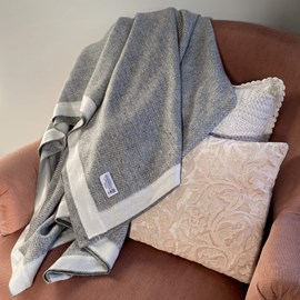 Plaid laine gris ivoire