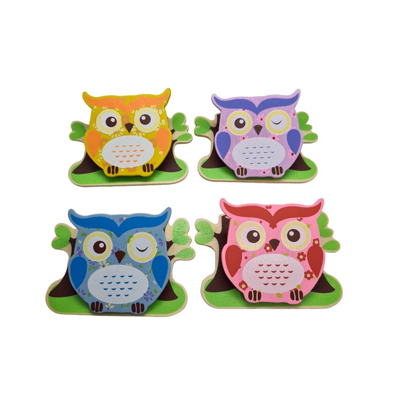 Lot de 4 pinces magnétiques hibou