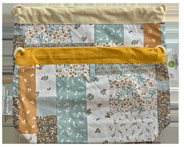 Sac à pain patchwork bleu caramel
