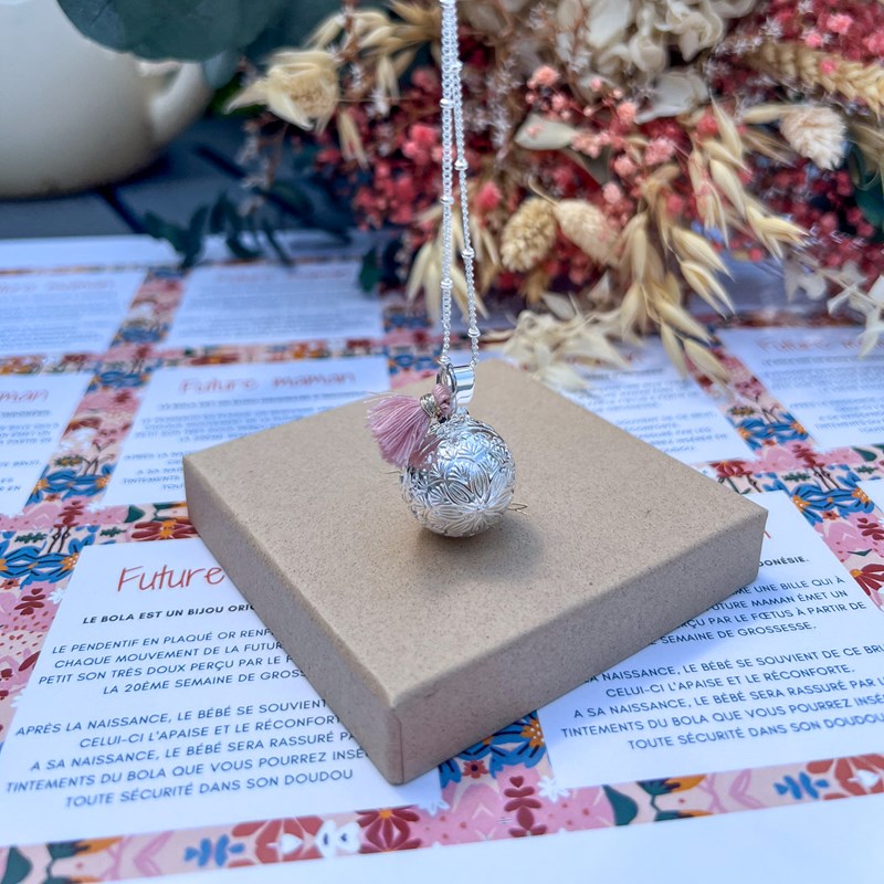 A Mes Copines - Bola de grossesse mandala argent et rose
