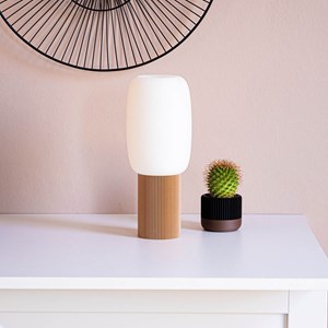 Lampe olive - 34cm - bois clair
