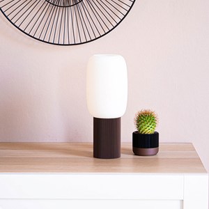Lampe olive - 47cm - bois foncé