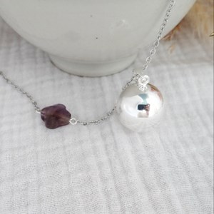 Bola argent trefle gemme améthyste