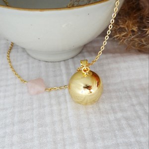 Bola or trefle gemme quartz rose