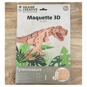 Tyrannosaure maquette 3d en bois