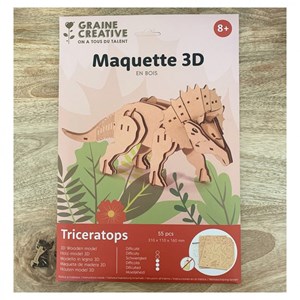 Triceratops maquette 3d en bois