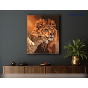 Peinture par numéro couple lion et .