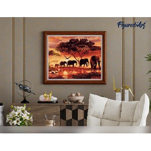 Peinture par numéro eléphants au .