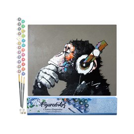 Peinture par numéro singe casque audio