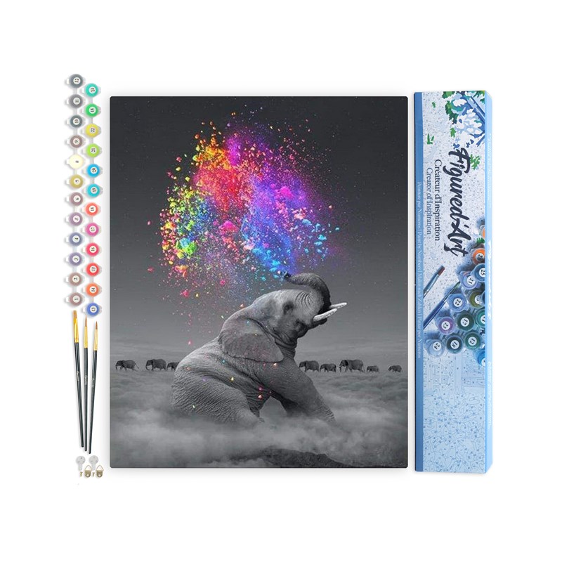 Figured'Art - Peinture par numéro eléphant et .