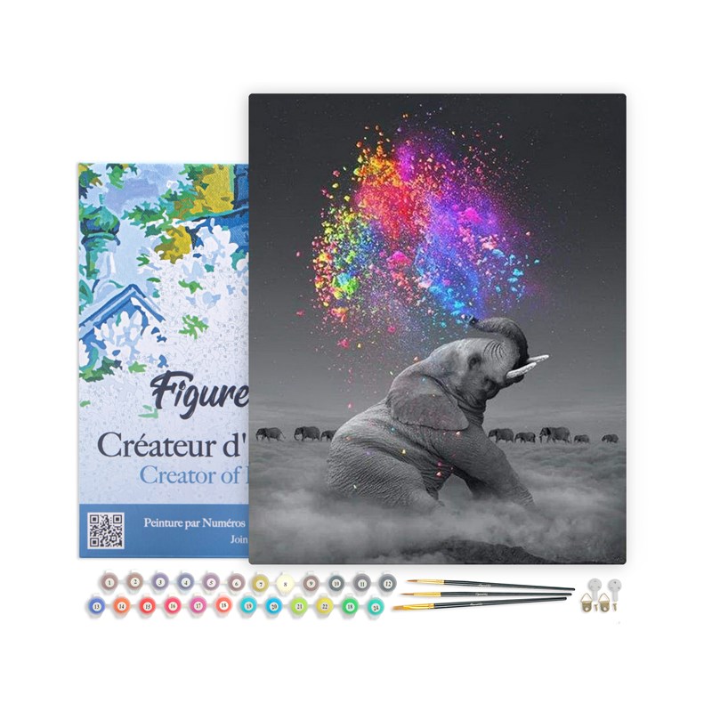Figured'Art - Peinture par numéro eléphant et .
