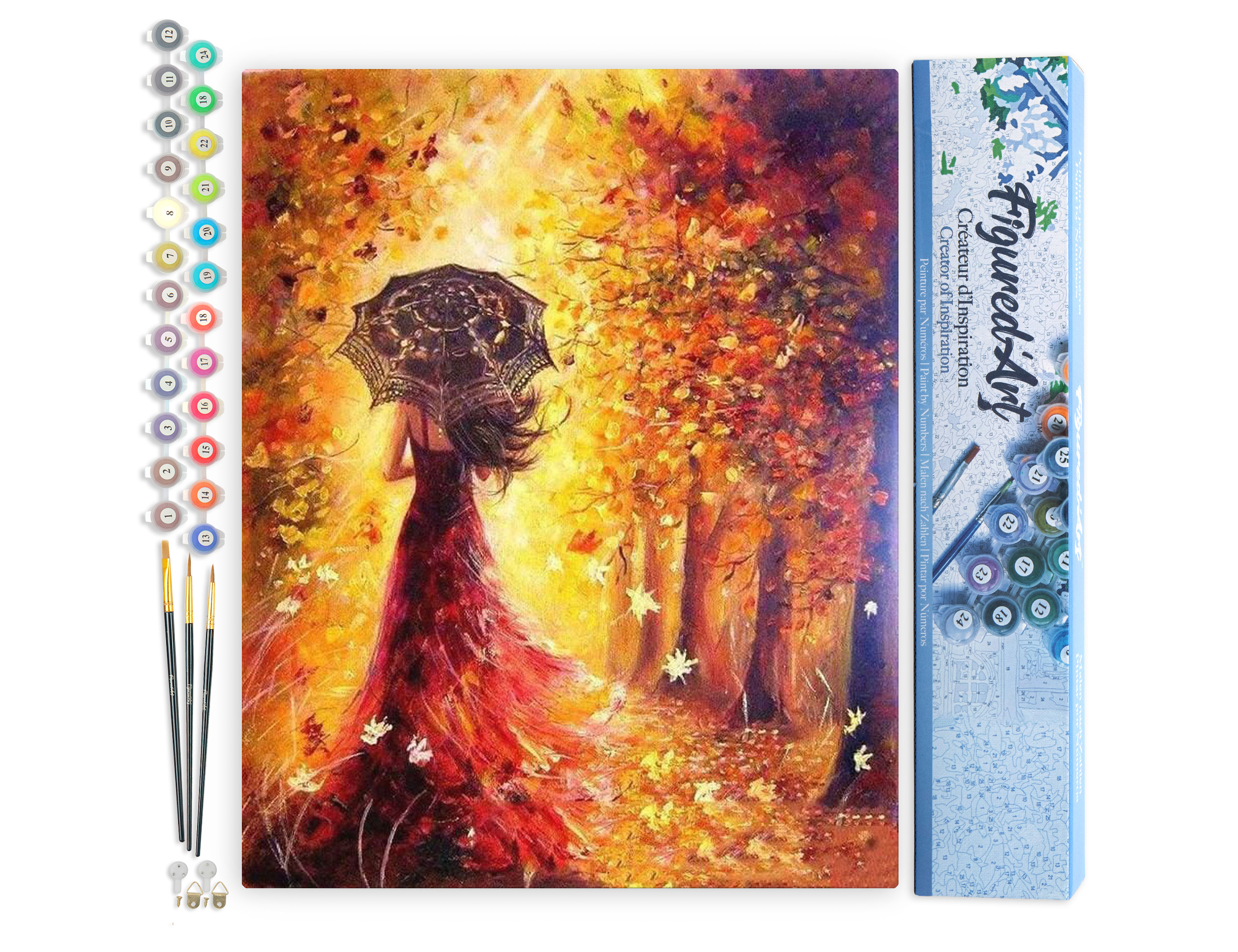 Peinture Par Numéros Adulte 'Forêt D'Automne' - Toile 40x50cm - Peinture Acrylique Et Pinceaux Inclus - Décoratif Et Relaxant