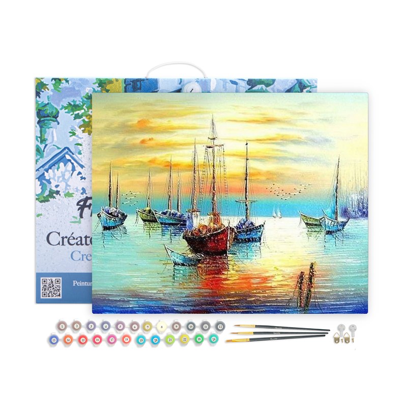 Peinture par numéro voiliers au port
