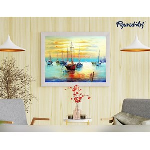 Peinture par numéro voiliers au port