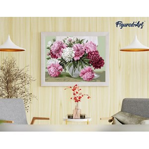 Peinture par numéro jolies pivoines .