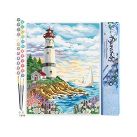 Peinture par numéro phare sous un ciel .